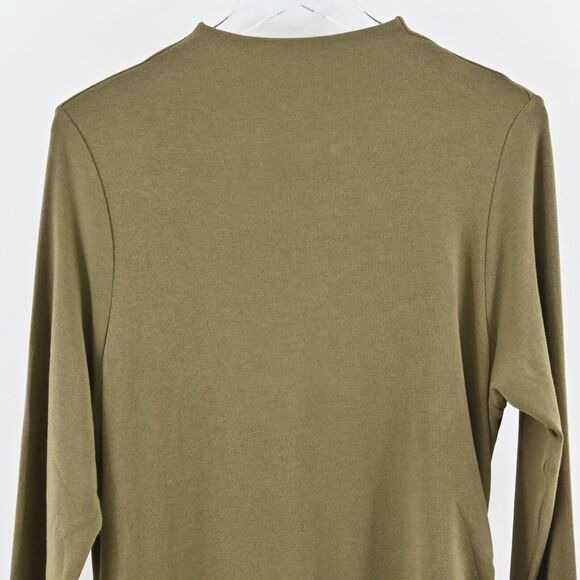 OGL Dress Size 2XL Green Heat Tech Mock Neck Long Sleeve Ruched Tucks Midi NEW - Picture 3 of 12